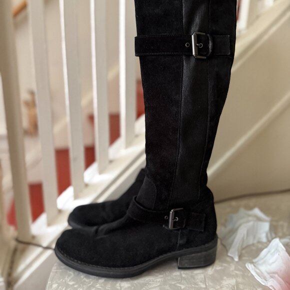 aquatalia high stretchy romantic goth ankle giada black suede boot 38/7-7.5 - Picture 1 of 5